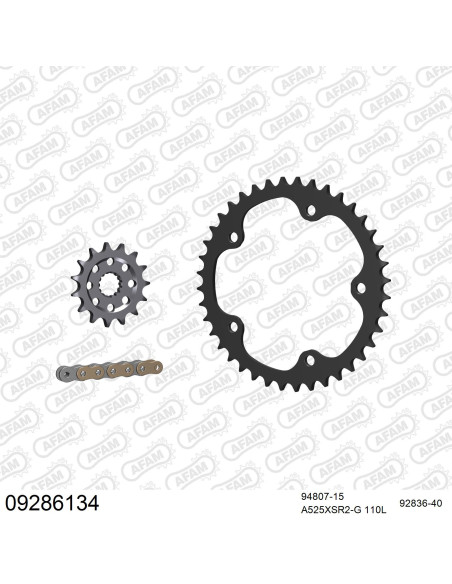 Kit chaine 525 AFAM - Couronne acier - Type de chaine au choix - MV AGUSTA 920 BRUTALE 2010-2012