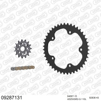 Kit chaine 525 AFAM - Couronne acier - Type de chaine au choix - MV AGUSTA 989 R BRUTALE 2008-2009