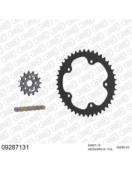 Kit chaine 525 AFAM - Couronne acier - Type de chaine au choix - MV AGUSTA 989 R BRUTALE 2008-2009