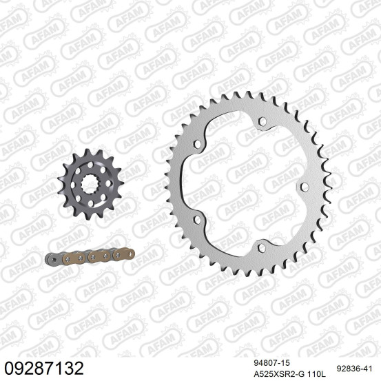 Kit chaine 525 AFAM - Couronne acier - Type de chaine au choix - MV AGUSTA 990 R BRUTALE 2010-2011