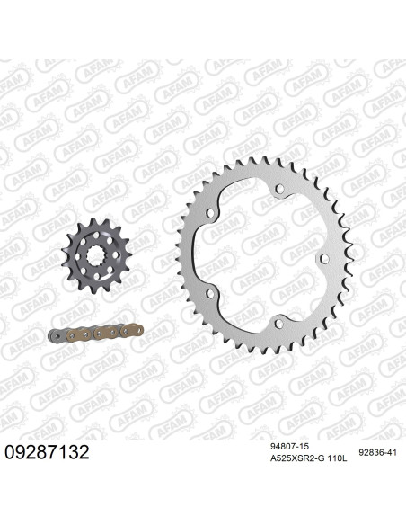 Kit chaine 525 AFAM - Couronne acier - Type de chaine au choix - MV AGUSTA 990 R BRUTALE 2010-2011