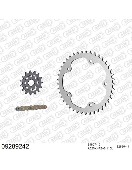 Kit chaine 525 AFAM - Couronne acier - Type de chaine au choix - MV AGUSTA 1000 F4-F4R 2010-2016