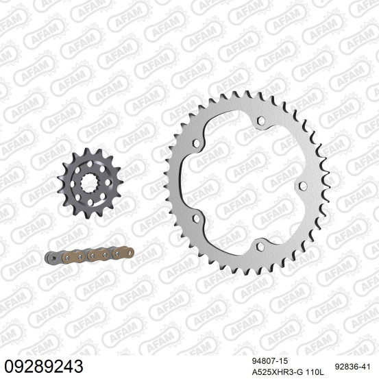 Kit chaine 525 AFAM - Couronne acier - Type de chaine au choix - MV AGUSTA F4 1000 RR 2010-2016