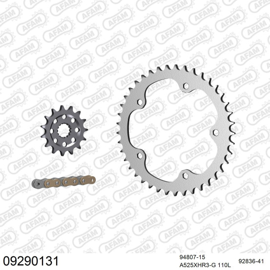 Kit chaine 525 AFAM - Couronne acier - Type de chaine au choix - MV AGUSTA 1090 RR BRUTALE 2010-2011