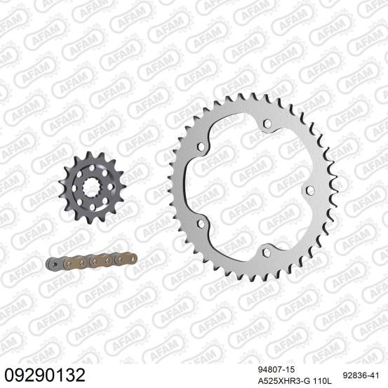 Kit chaine 525 AFAM - Couronne acier - Type de chaine au choix - MV AGUSTA BRUTALE 1078 RR 2008-2009