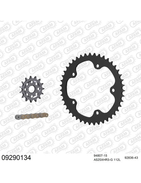 Kit chaine 525 AFAM - Couronne acier - Type de chaine au choix - MV AGUSTA BRUTALE 1090 RR 2012-2016