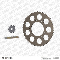Kit chaine 428 AFAM - Couronne alu anti-boue - Type de chaine au choix - HM CRE 50 BAJA 2003-2016