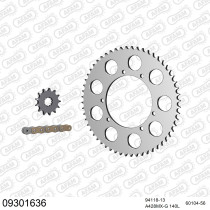 Kit chaine 428 AFAM - Couronne alu anti-boue - Type de chaine au choix - HM 50 DERAPAGE 2002