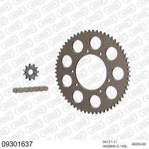 Kit chaine 428 AFAM - Couronne alu anti-boue - Type de chaine au choix - HM 50 DERAPAGE 2003-2013