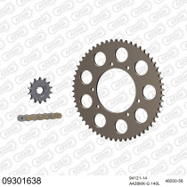Kit chaine 428 AFAM - Couronne alu anti-boue - Type de chaine au choix - HM DERAPAGE 50 COMPETITION 2004-2010
