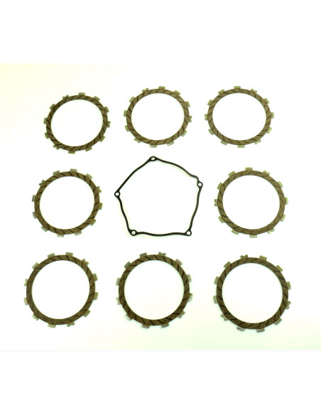 Kit disques embrayage garnis + Joint de couvercle embrayage ATHENA - KAWASAKI 250 KXF 2004-2008 SUZUKI 250 RMZ 2004-2006