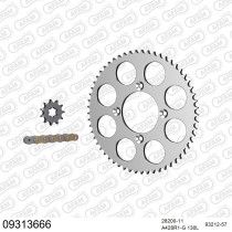 Kit chaine 428 AFAM - Couronne alu anti-boue - Type de chaine au choix - SCORPA 125 SY-S 2003-2004
