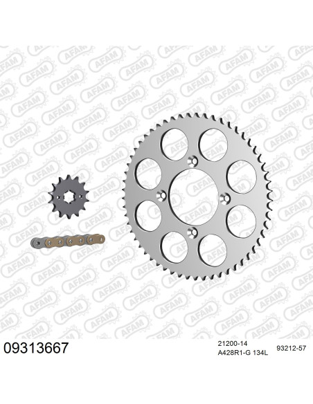 Kit chaine 428 AFAM - Couronne alu anti-boue - Type de chaine au choix - SCORPA TY-S 125 F 2003-2008