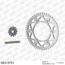 Kit chaine 520 AFAM - Couronne alu anti-boue - Type de chaine au choix - HM / HONDA CRE 125 R 2002-2003