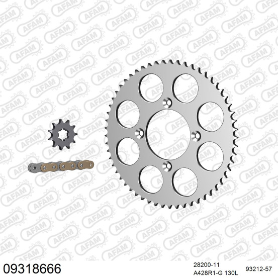 Kit chaine 428 AFAM - Couronne alu anti-boue - Type de chaine au choix - SCORPA SY 175 F 2003-2006
