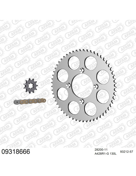 Kit chaine 428 AFAM - Couronne alu anti-boue - Type de chaine au choix - SCORPA SY 175 F 2003-2006