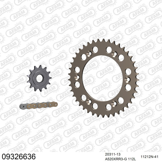 Kit chaine 520 AFAM - Couronne alu anti-boue - Type de chaine au choix - HM / HONDA CRM 250 2002-2006