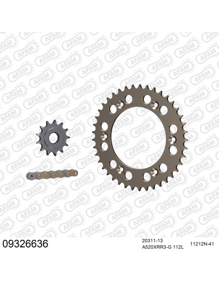 Kit chaine 520 AFAM - Couronne alu anti-boue - Type de chaine au choix - HM / HONDA CRM 250 2002-2006