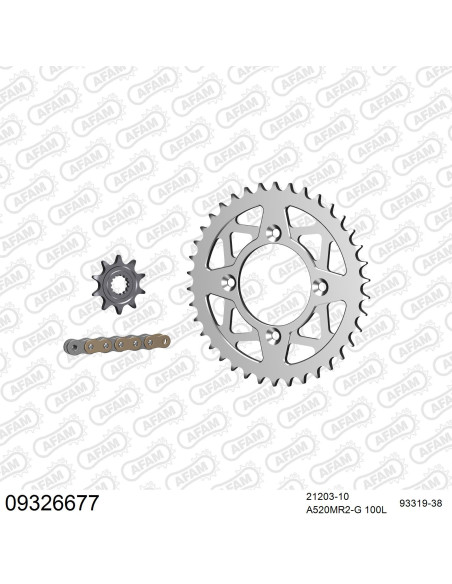 Kit chaine 520 AFAM - Couronne alu anti-boue - Type de chaine au choix - SCORPA 250 SY RACING 2004-2005