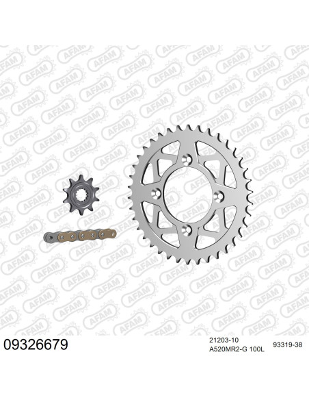 Kit chaine 520 AFAM - Couronne alu anti-boue - Type de chaine au choix - SCORPA 250 SY LONG RIDE 2004-2007