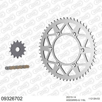 Kit chaine 520 AFAM - Couronne alu anti-boue - Type de chaine au choix - HM / HONDA CRE 250 F- X 2008-2016