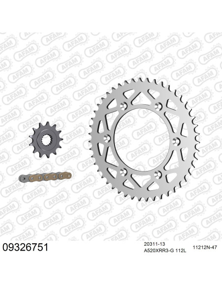 Kit chaine 520 AFAM - Couronne alu anti-boue - Type de chaine au choix - HM / HONDA CRE 250 R 2002-2003