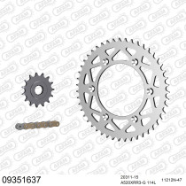 Kit chaine 520 AFAM - Couronne alu anti-boue - Type de chaine au choix - HM CRE 450 F-X 2007-2009