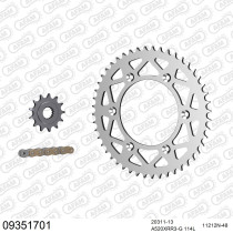 Kit chaine 520 AFAM - Couronne alu anti-boue - Type de chaine au choix - HM / HONDA CRE 450 F 2002-2003