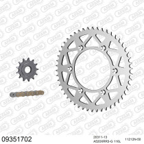 Kit chaine 520 AFAM - Couronne alu anti-boue - Type de chaine au choix - HM / HONDA CRE 450 F 2004-2008