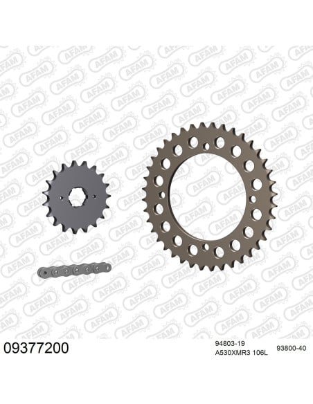 Kit chaine 530 AFAM - Couronne alu anti-boue - Type de chaine au choix - LAVERDA SF 750 1974-1977