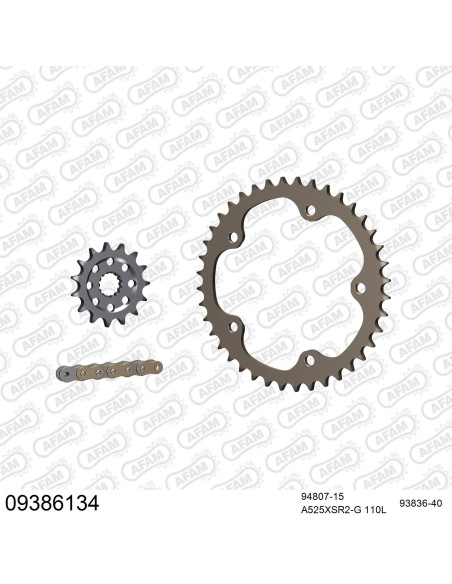 Kit chaine 525 AFAM - Couronne alu anti-boue - Type de chaine au choix - MV AGUSTA 920 BRUTALE 2010-2012