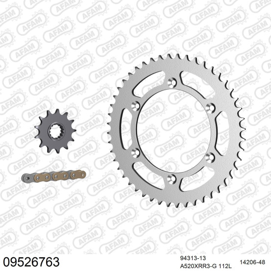 Kit chaine 520 AFAM - Couronne acier - Type de chaine au choix - GAS GAS EC 250 ER 2014-2017