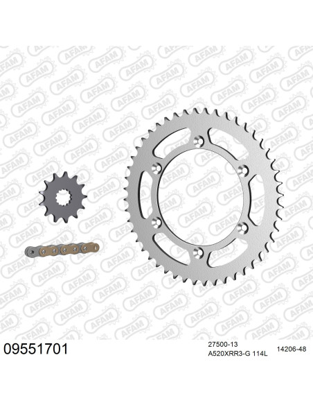 Kit chaine 520 AFAM - Couronne acier - Type de chaine au choix - GAS GAS EC 450 F 2013-2015