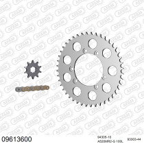 Kit chaine 520 AFAM - Couronne alu anti-boue - Type de chaine au choix - GAS GAS 125 PAMPERA 1992-2001