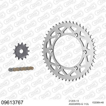 Kit chaine 520 AFAM - Couronne alu anti-boue - Type de chaine au choix - GAS GAS EC 125 ENDURO 2003-2012