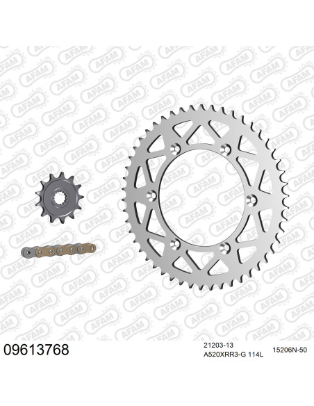 Kit chaine 520 AFAM - Couronne alu anti-boue - Type de chaine au choix - GAS GAS EC 125 2013-2014