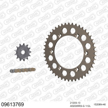 Kit chaine 520 AFAM - Couronne alu anti-boue - Type de chaine au choix - GAS GAS EC 125 RACING 2015