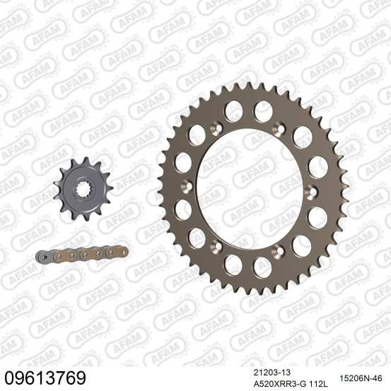 Kit chaine 520 AFAM - Couronne alu anti-boue - Type de chaine au choix - GAS GAS EC 125 RACING 2015