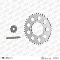Kit chaine 520 AFAM - Couronne alu anti-boue - Type de chaine au choix - GAS GAS 160 JT16 TRIAL 1995