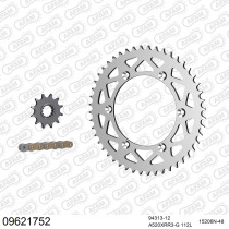 Kit chaine 520 AFAM - Couronne alu anti-boue - Type de chaine au choix - GAS GAS EC 200 ENDURO 2003-2017