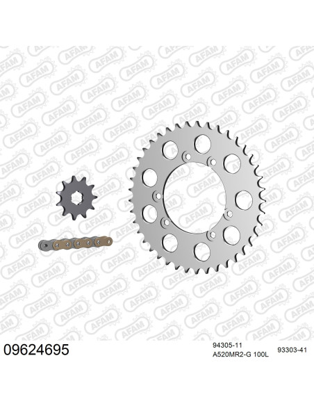 Kit chaine 520 AFAM - Couronne alu anti-boue - Type de chaine au choix - GAS GAS 249 TXT 1999-2001