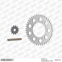 Kit chaine 520 AFAM - Couronne alu anti-boue - Type de chaine au choix - GAS GAS 250 PAMPERA 2002