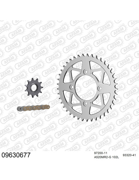 Kit chaine 520 AFAM - Couronne alu anti-boue - Type de chaine au choix - GAS GAS TXT 300 PRO 2011-2014