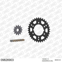 Kit chaine 520 AFAM - Couronne acier - Type de chaine au choix - POLARIS 250 TRAIL BOSS 1991-1993