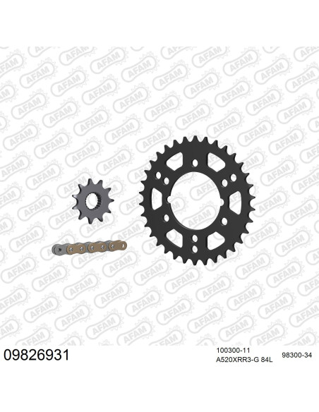 Kit chaine 520 AFAM - Couronne acier - Type de chaine au choix - POLARIS 250 TRAIL BLAZER 1992