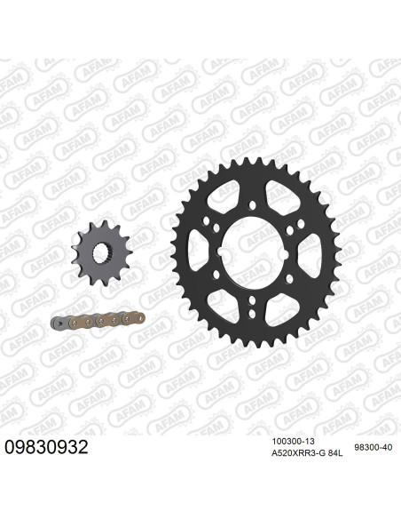 Kit chaine 520 AFAM - Couronne acier - Type de chaine au choix - POLARIS 300 XPLORER 1996-2000