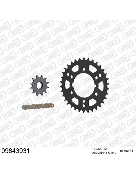 Kit chaine 520 AFAM - Couronne acier - Type de chaine au choix - POLARIS 400 L SPORT 1994-1995