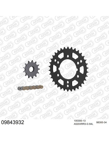 Kit chaine 520 AFAM - Couronne acier - Type de chaine au choix - POLARIS 400 L SPORT 1996-1999