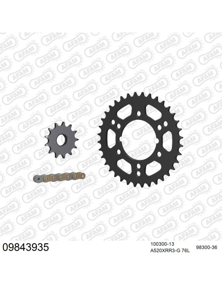 Kit chaine 520 AFAM - Couronne acier - Type de chaine au choix - POLARIS 400 TRIAL BLAZER 2003