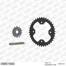 Kit chaine 520 AFAM - Couronne acier - Type de chaine au choix - POLARIS OUTLAW 450 2008-2010